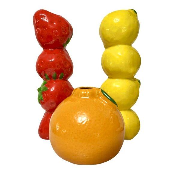 Red Strawberry-Shaped Ceramic Vase - Kids Decor, Kitchen, Shabby Chic, Fun Decor - Picture 6 of 6